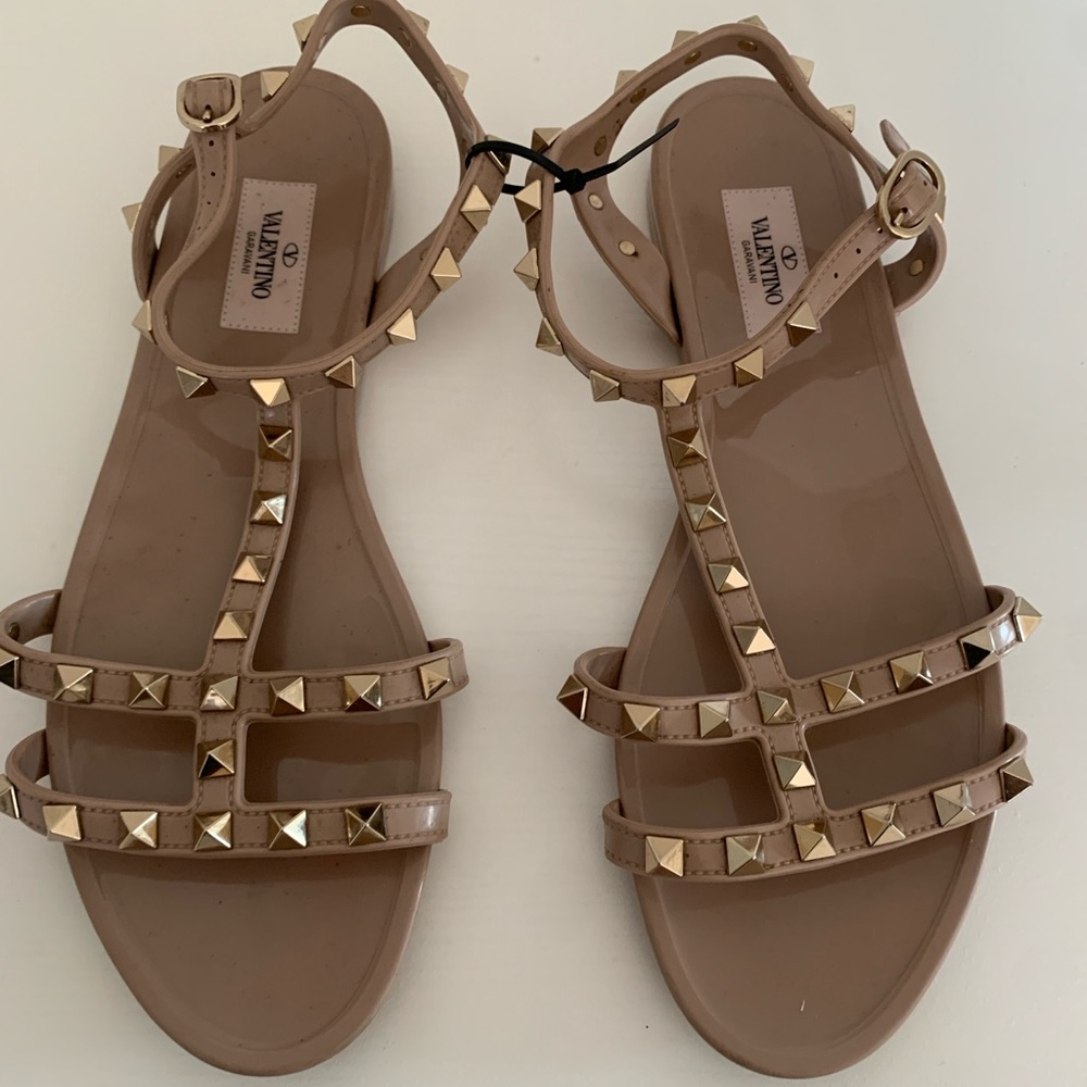 Valentino Garavani Beige Studded Sandals